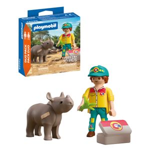 Playmobil Duopack - Ranger With Rhino (10 Pieces)